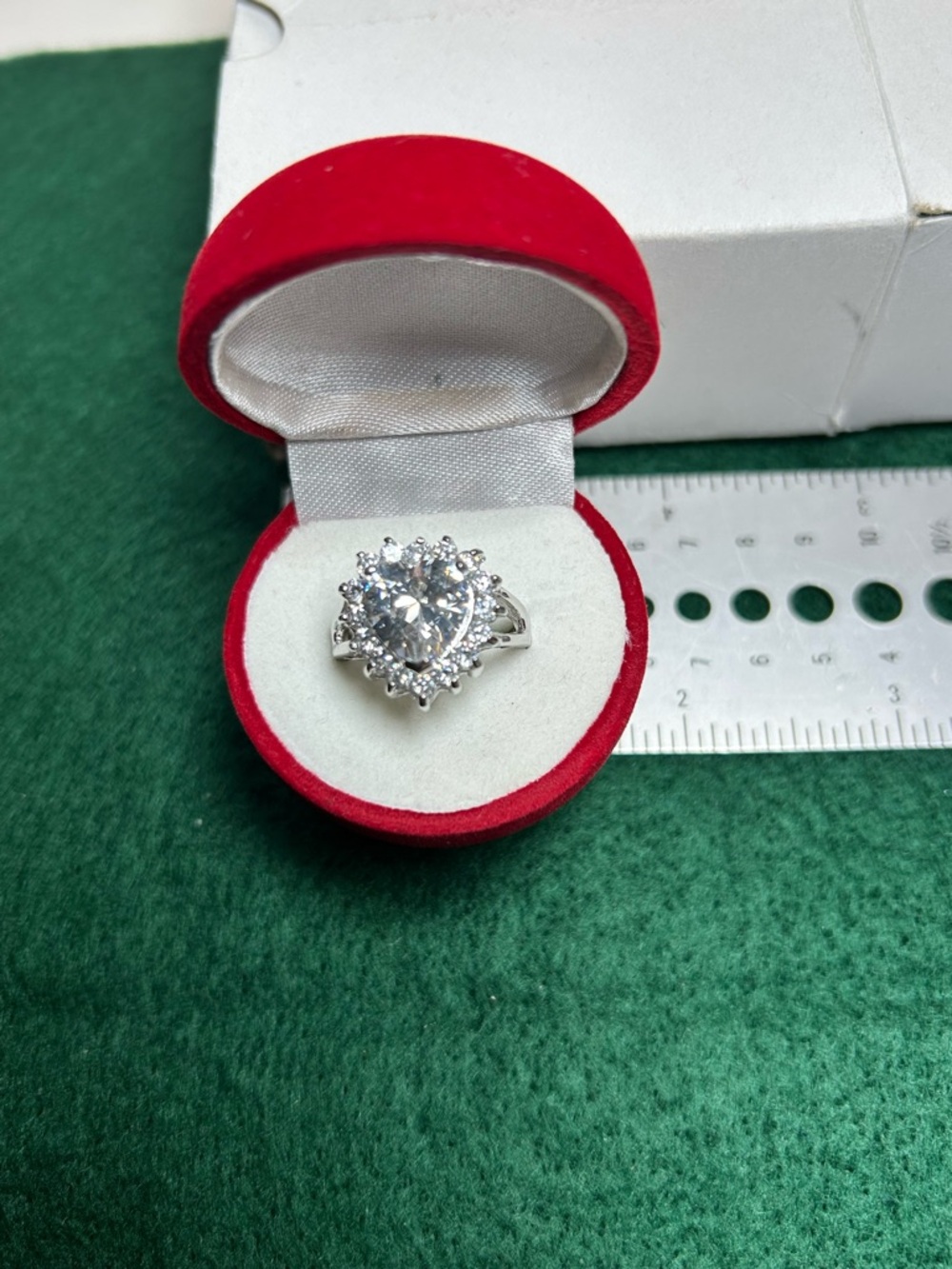 Silver-Tone Crystal Halo Cocktail Ring in White